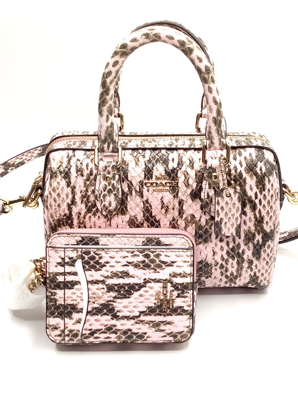 Coach Mini Rowan Crossbody Bag in Snake-Embossed Leather with Card Case - NWT - Picture 11 of 16